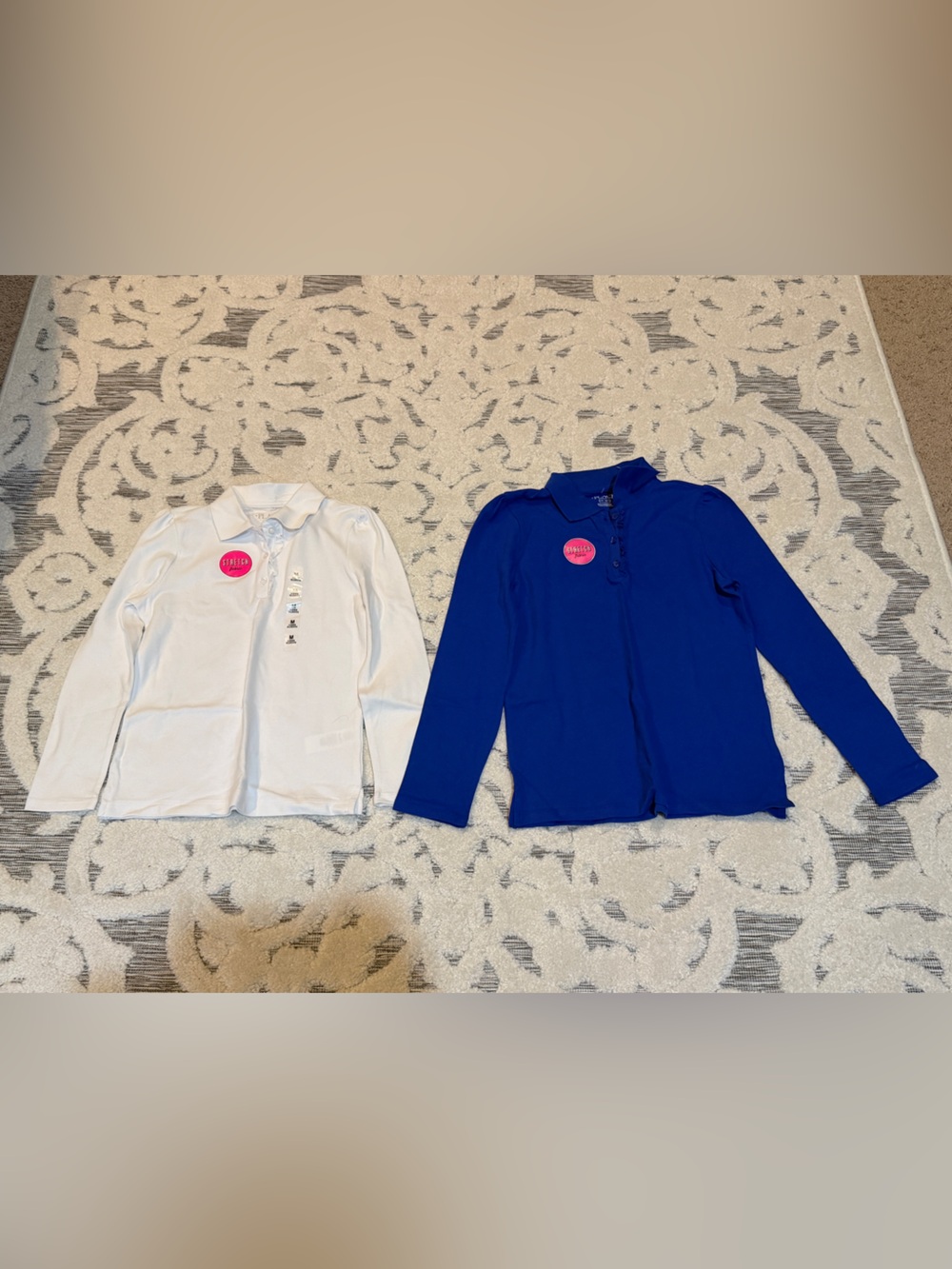 NWT new Lot of 2 Children’s Place Girls l/s Polos- Royal Blue white 7/8 10/12